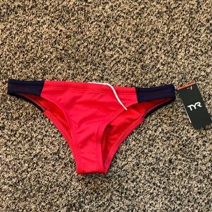 TYR Women's Vibrant Red and Navy Bikini Bottom